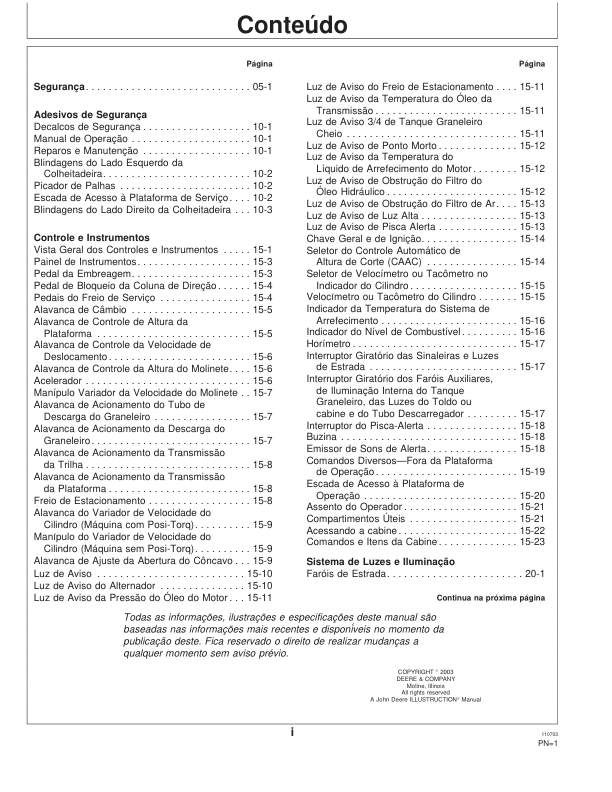 John Deere 1165 1175 Combine Harvester Operators Manual OMCQ29716-K3 PT - Image 4