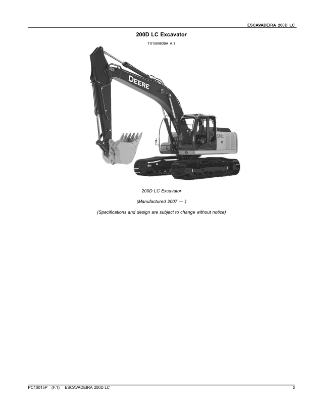 John Deere 200D LC Excavator Parts Catalog SN D5100001 and UP PC10015P PT - Image 3