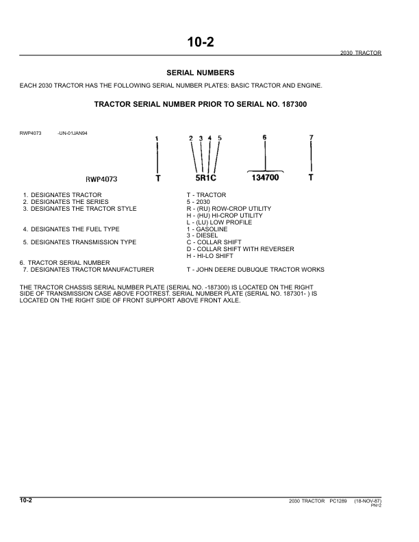 John Deere 2030 Tractor Parts Catalog PC1289 - Image 4