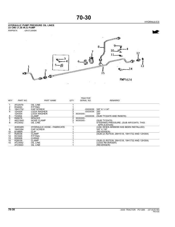 John Deere 2030 Tractor Parts Catalog PC1289 - Image 12