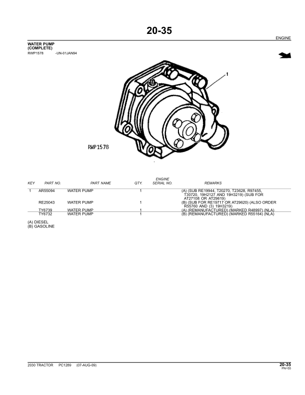 John Deere 2030 Tractor Parts Catalog PC1289 - Image 13