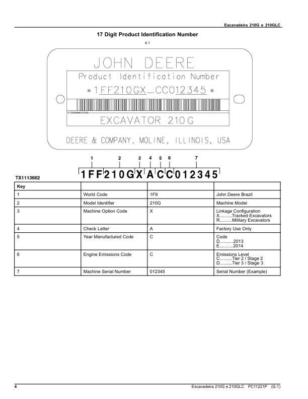 John Deere 210G 210GLC Excavator Parts Catalog PC11221P-15 PT - Image 5