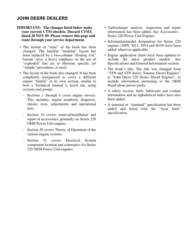 John Deere 220 Series Engine Service Manual CTM3 - Image 4