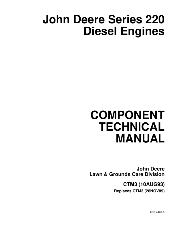John Deere 220 Series Engine Service Manual CTM3 - Image 2