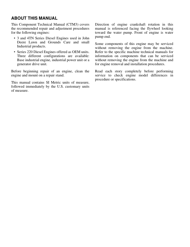John Deere 220 Series Engine Service Manual CTM3 - Image 5