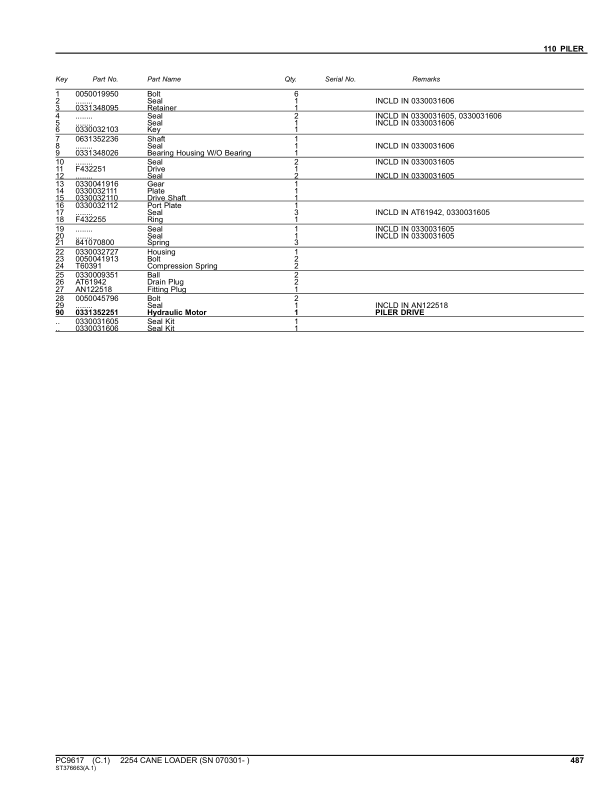 John Deere 2254 Cane Loader Parts Catalog SN 070301 and UP PC9617 - Image 18