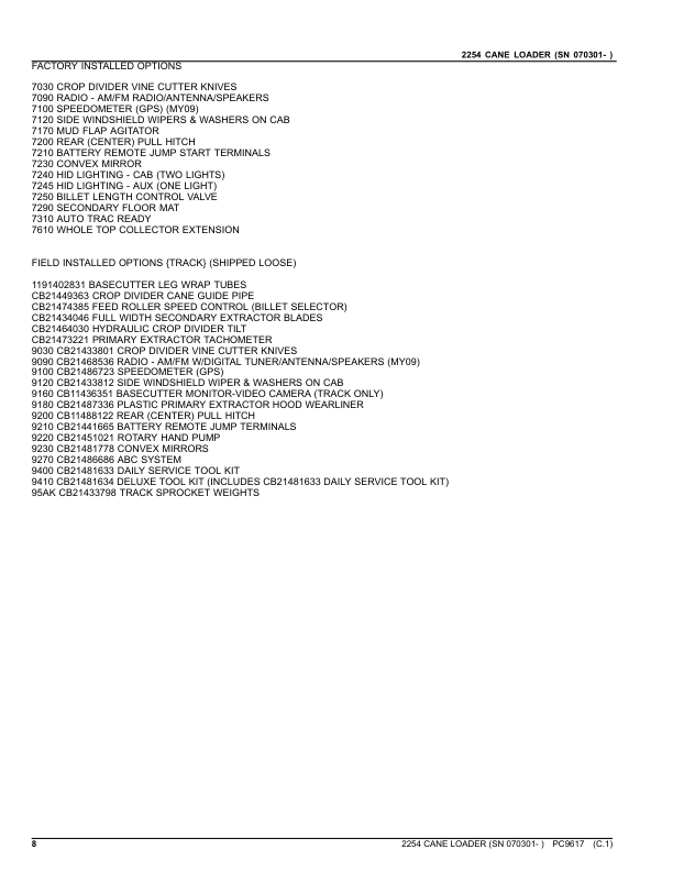 John Deere 2254 Cane Loader Parts Catalog SN 070301 and UP PC9617 - Image 11