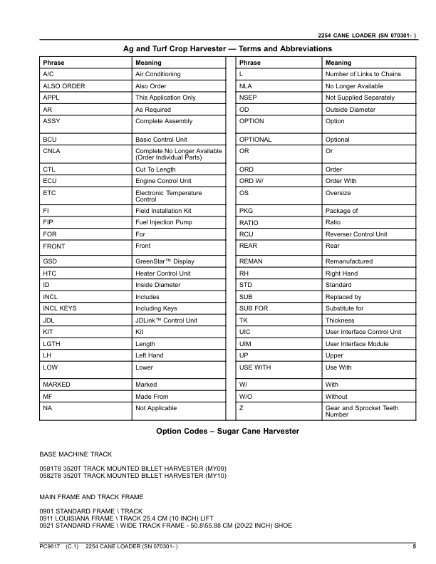 John Deere 2254 Cane Loader Parts Catalog SN 070301 and UP PC9617 - Image 8