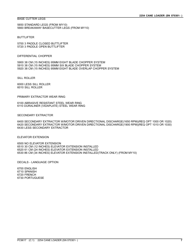 John Deere 2254 Cane Loader Parts Catalog SN 070301 and UP PC9617 - Image 10