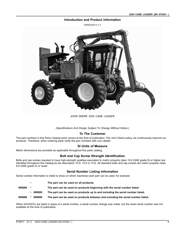John Deere 2254 Cane Loader Parts Catalog SN 070301 and UP PC9617 - Image 6
