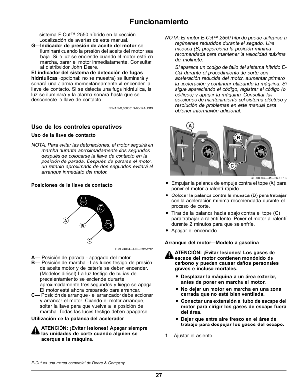 John Deere 2400 2550 PrecisionCut E-Cut Mower Operators Manual OMUC23504 ES - Image 14