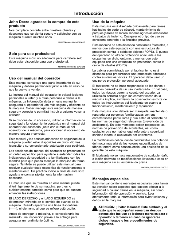 John Deere 2400 2550 PrecisionCut E-Cut Mower Operators Manual OMUC23504 ES - Image 4
