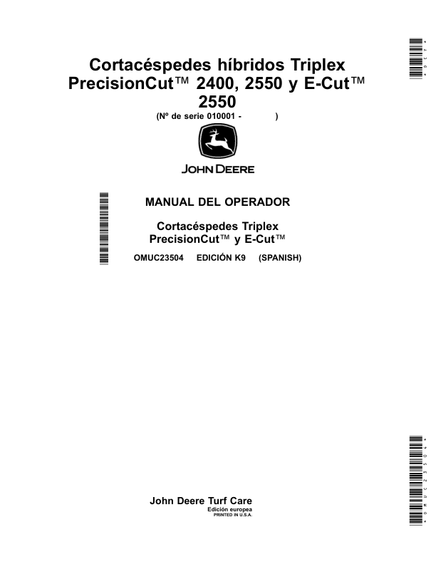 John Deere 2400 2550 PrecisionCut E-Cut Mower Operators Manual OMUC23504 ES - Image 2