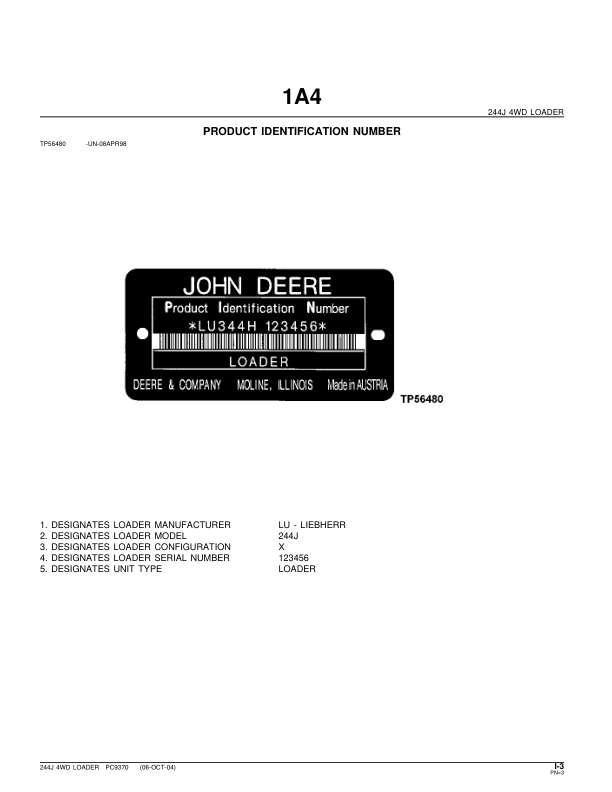 John Deere 244J Wheel Loader Parts Catalog 2004- PC9370 - Image 11