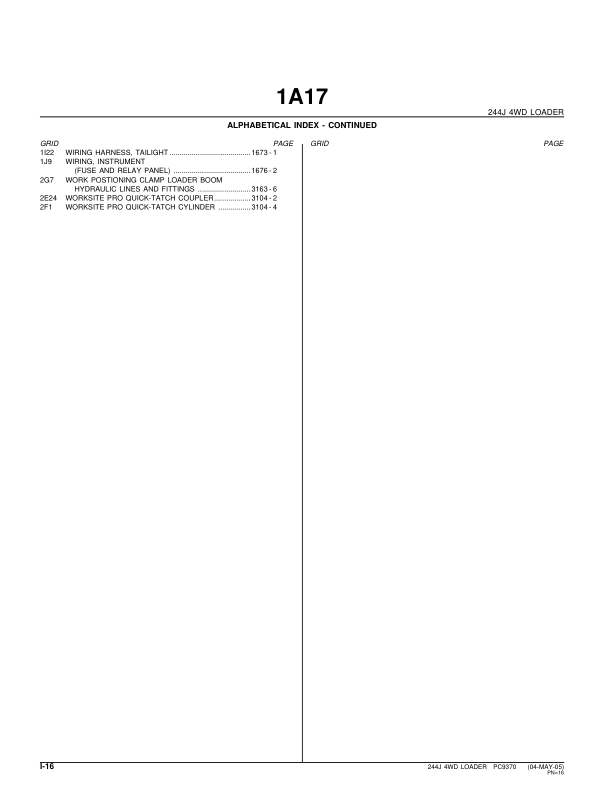 John Deere 244J Wheel Loader Parts Catalog 2004- PC9370 - Image 9
