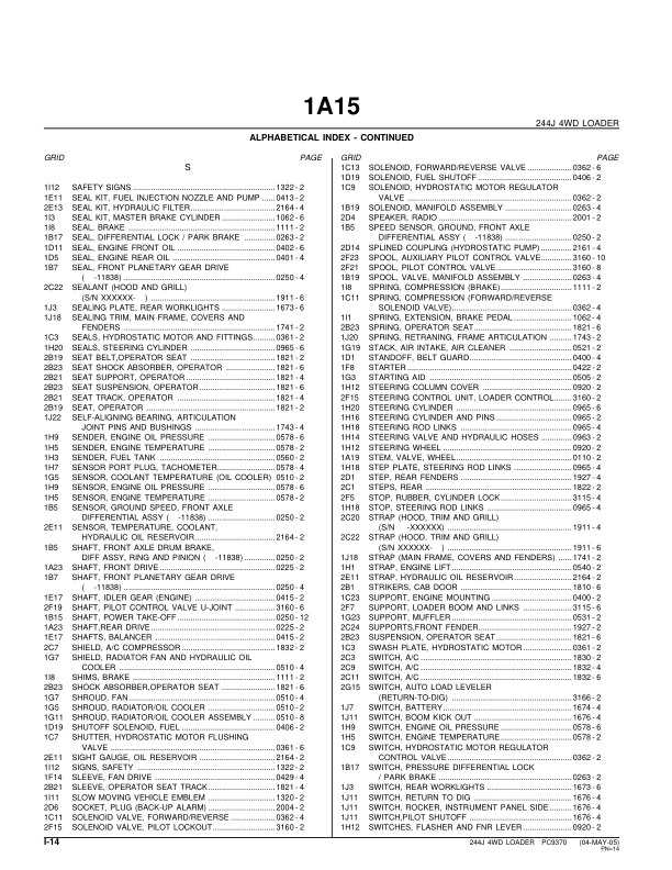 John Deere 244J Wheel Loader Parts Catalog 2004- PC9370 - Image 7