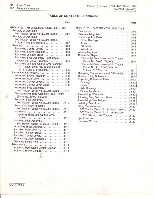 John Deere 300 312 314 316 Tractor Service Manual SM2104 - Image 11