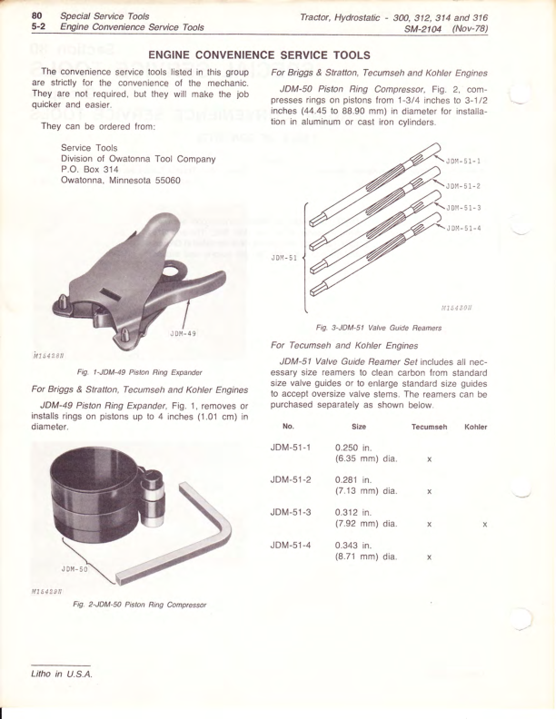 John Deere 300 312 314 316 Tractor Service Manual SM2104 - Image 14