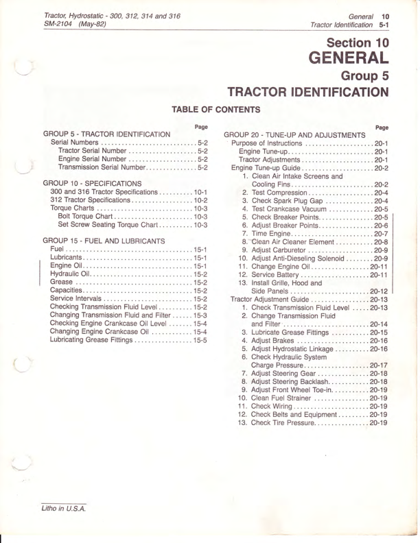 John Deere 300 312 314 316 Tractor Service Manual SM2104 - Image 6