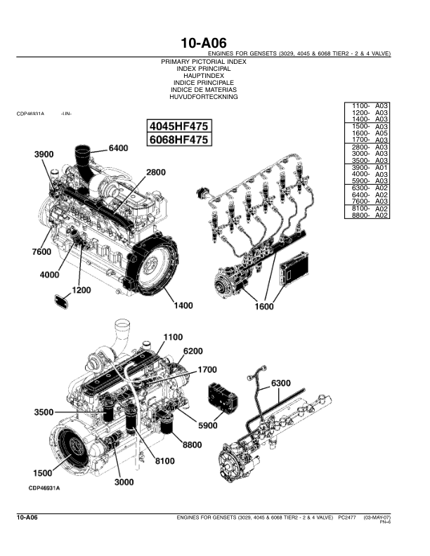 John Deere 3029TFS70 4045DF270 4045HFS72 73 275 6068HF Engine Parts Catalog PC2477 - Image 3