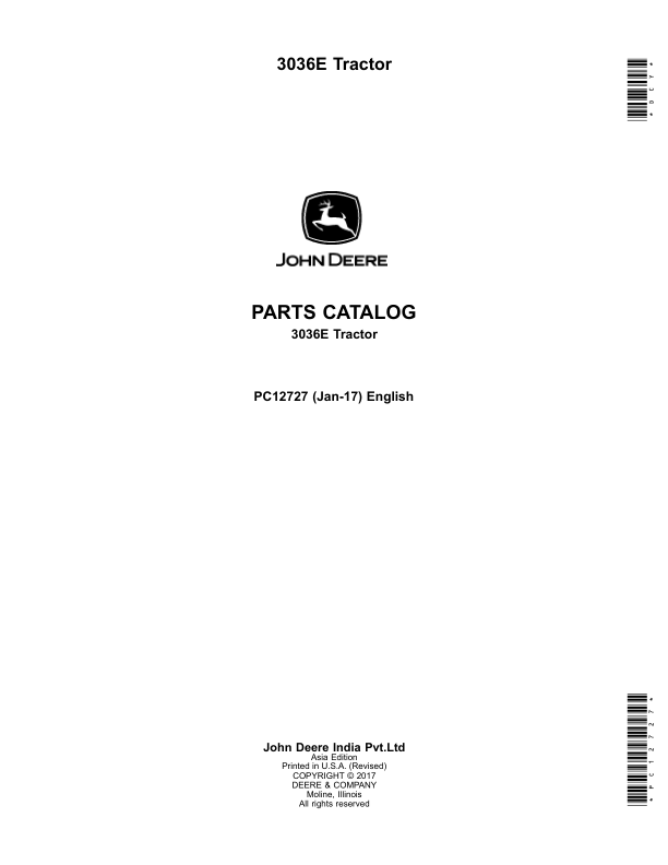 John Deere 3036E Tractor Parts Catalog PC12727 - Image 2