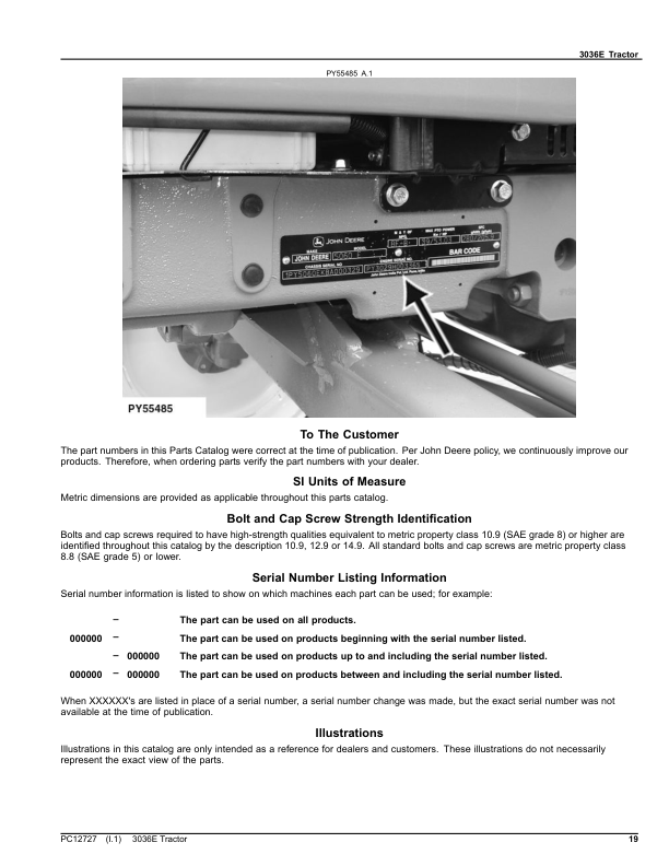 John Deere 3036E Tractor Parts Catalog PC12727 - Image 12