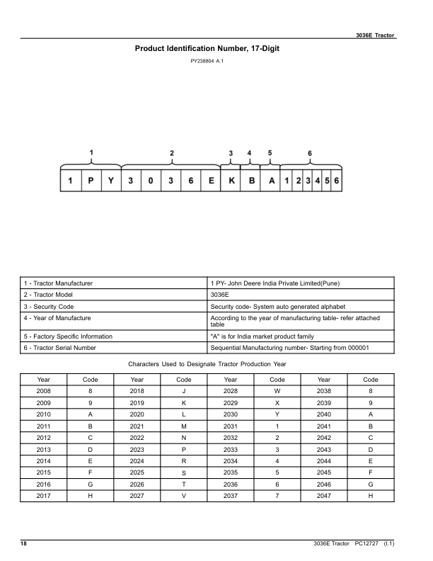 John Deere 3036E Tractor Parts Catalog PC12727 - Image 11