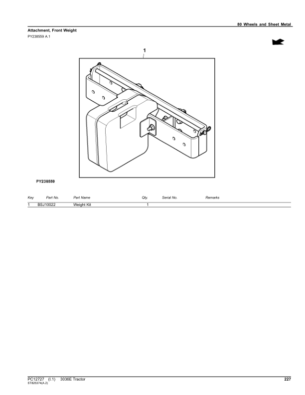 John Deere 3036E Tractor Parts Catalog PC12727 - Image 23