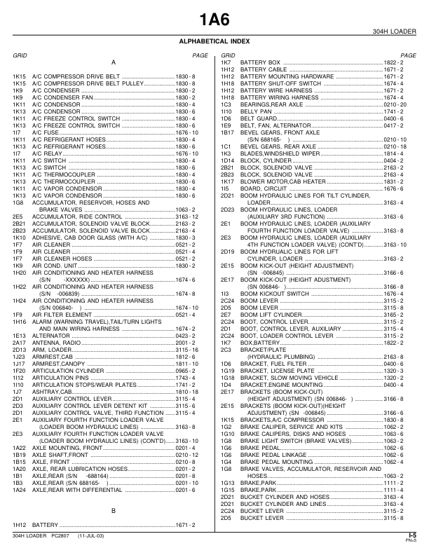 John Deere 304H Wheel Loader Parts Catalog PC2807-00 - Image 10