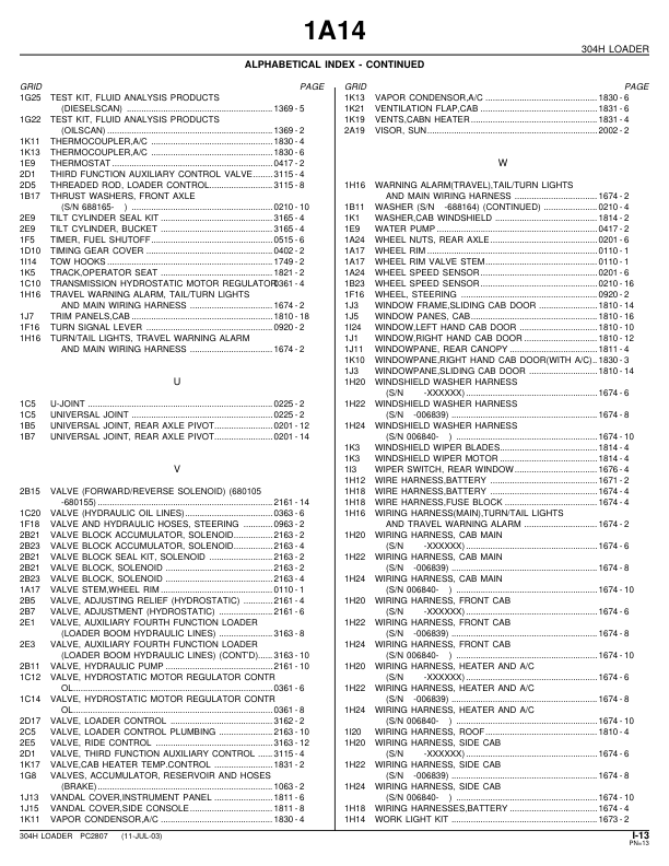 John Deere 304H Wheel Loader Parts Catalog PC2807-00 - Image 6