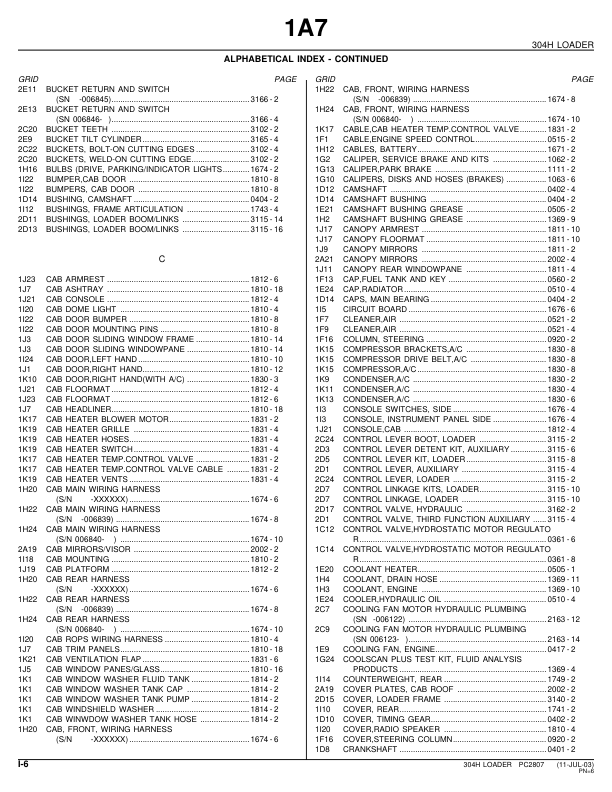 John Deere 304H Wheel Loader Parts Catalog PC2807-00 - Image 11