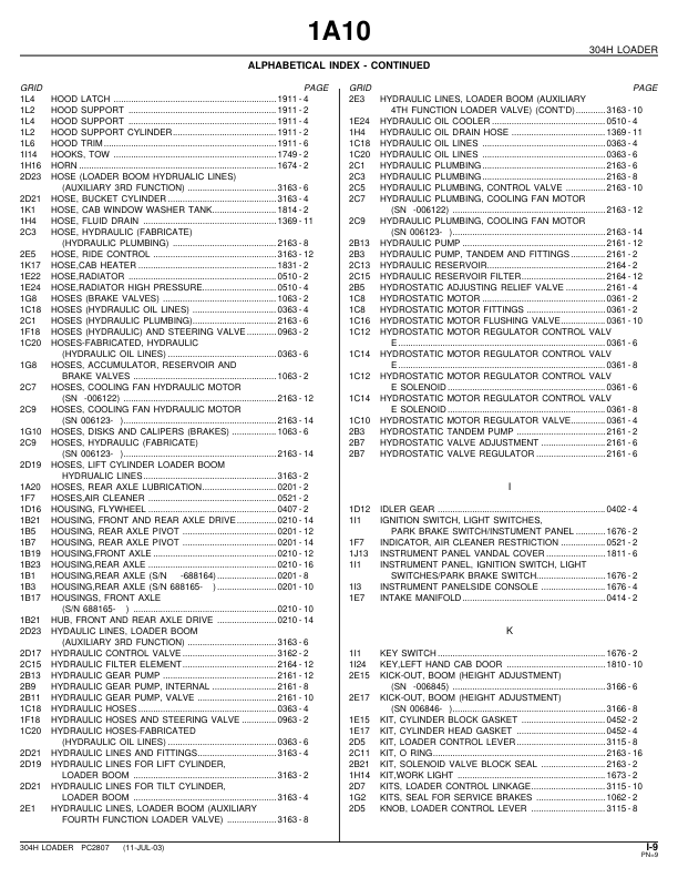 John Deere 304H Wheel Loader Parts Catalog PC2807-00 - Image 14