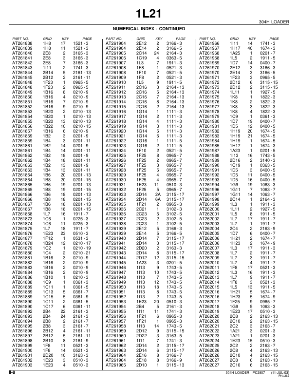 John Deere 304H Wheel Loader Parts Catalog PC2807-00 - Image 18