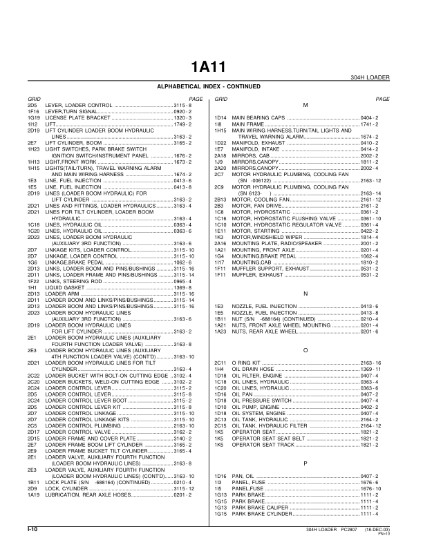 John Deere 304H Wheel Loader Parts Catalog PC2807-03 - Image 3
