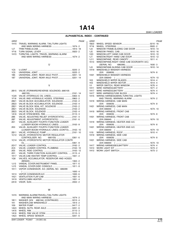 John Deere 304H Wheel Loader Parts Catalog PC2807-03 - Image 6
