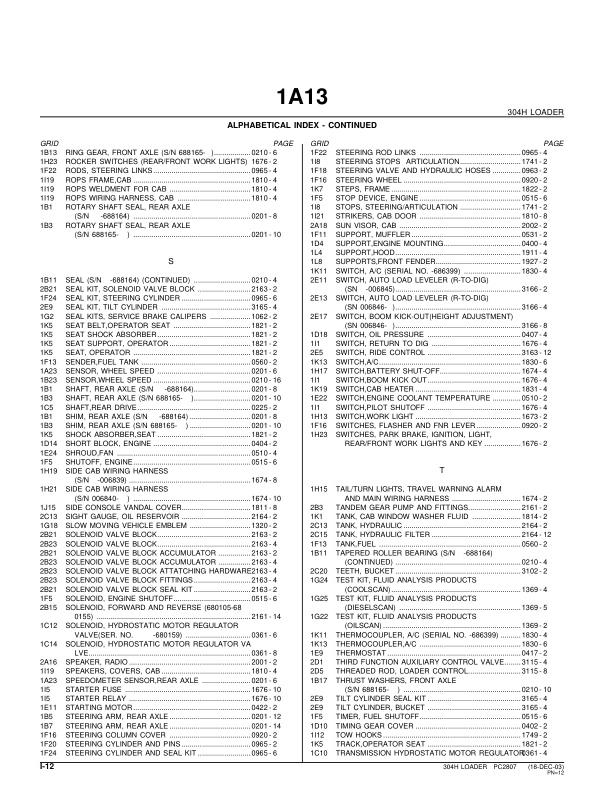 John Deere 304H Wheel Loader Parts Catalog PC2807-03 - Image 5