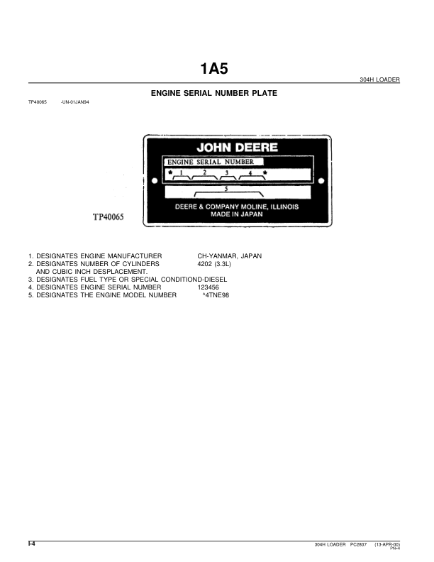 John Deere 304H Wheel Loader Parts Catalog PC2807-03 - Image 9