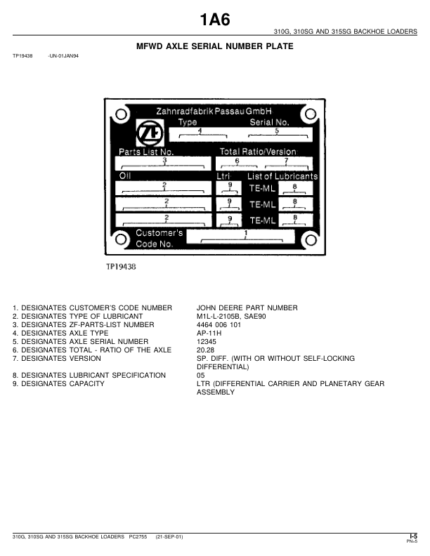 John Deere 310G 310SG 315SG Backhoe Loader Parts Catalog PC2755-SEP - Image 6