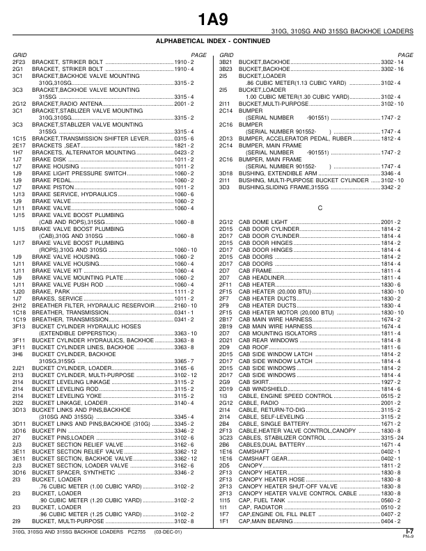 John Deere 310G 310SG 315SG Backhoe Loader Parts Catalog PC2755-SEP - Image 13