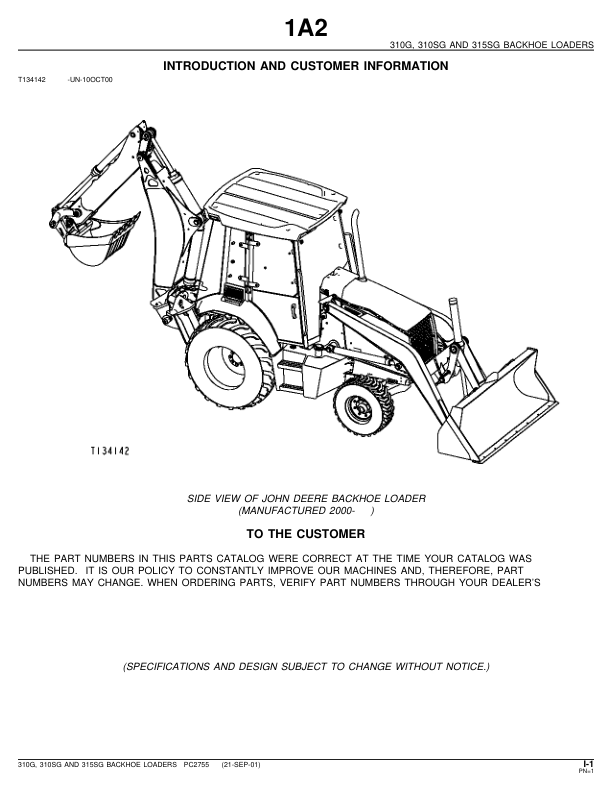 John Deere 310G 310SG 315SG Backhoe Loader Parts Catalog PC2755-SEP - Image 2