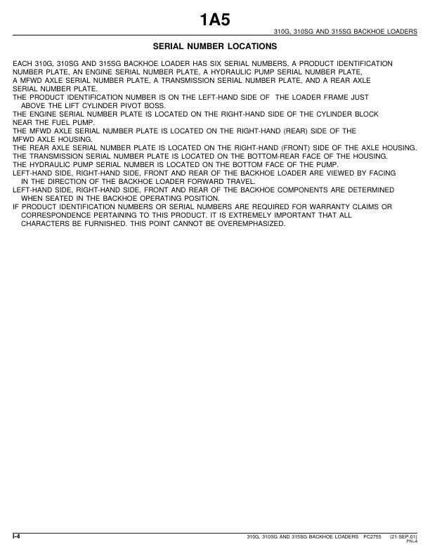 John Deere 310G 310SG 315SG Backhoe Loader Parts Catalog PC2755-SEP - Image 5