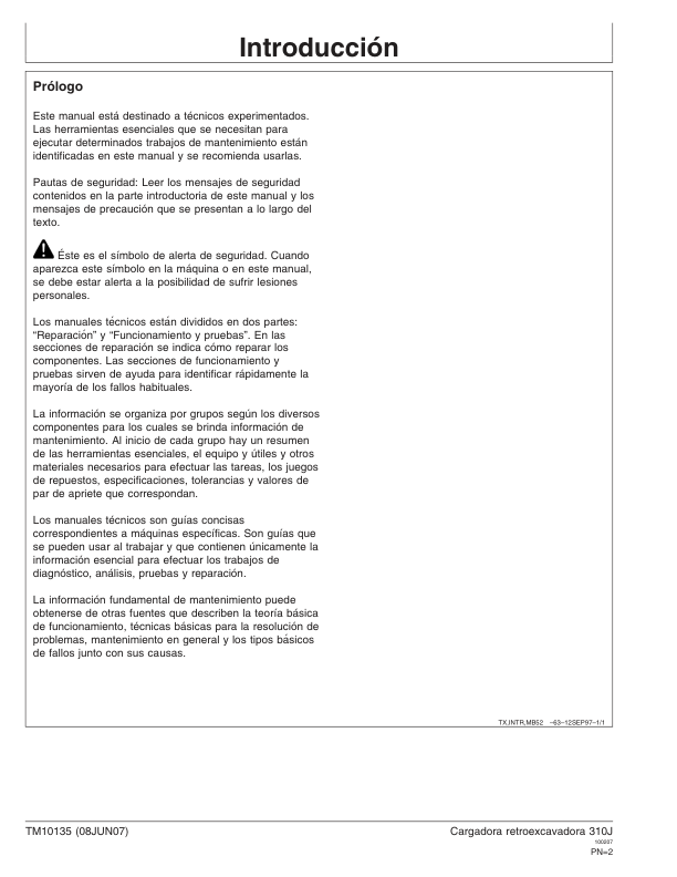John Deere 310J Backhoe Loader Service Manual TM10135 ES - Image 3