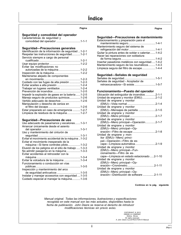John Deere 310K Backhoe Loader Operators Manual OMT305707-D2 ES - Image 3