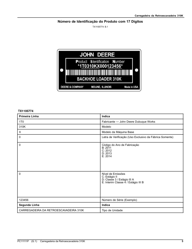 John Deere 310K Backhoe Loader Parts Catalog PC11111P-12 PT - Image 5