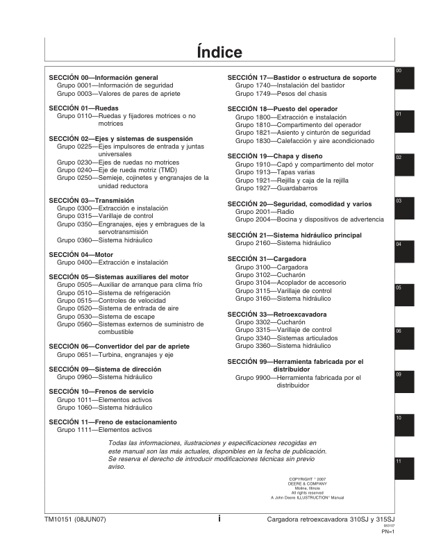 John Deere 310SJ 315SJ Backhoe Loader Service Manual 08JUN07 ES - Image 4