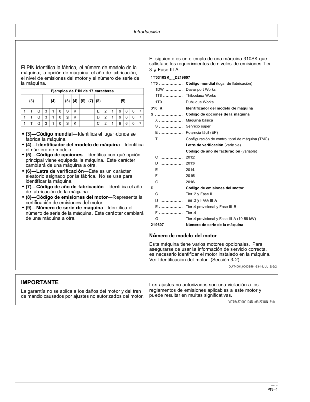 John Deere 310SK Backhoe Loader Operators Manual OMT305723-K3 ES - Image 5