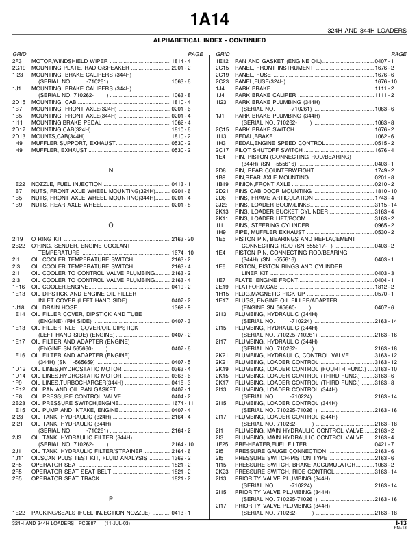 John Deere 324H 344H Wheel Loader Parts Catalog PC2687 - Image 6