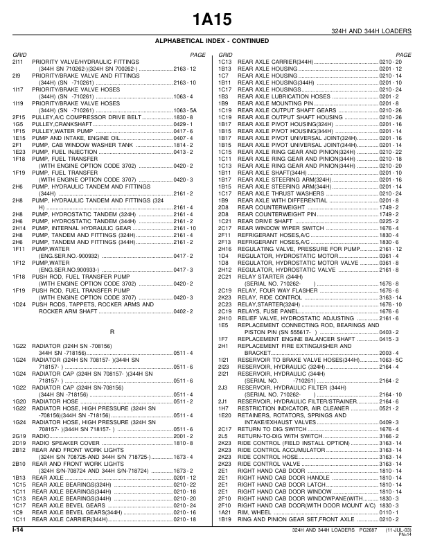 John Deere 324H 344H Wheel Loader Parts Catalog PC2687 - Image 7