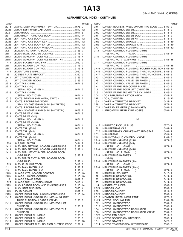 John Deere 324H 344H Wheel Loader Parts Catalog PC2687 - Image 5