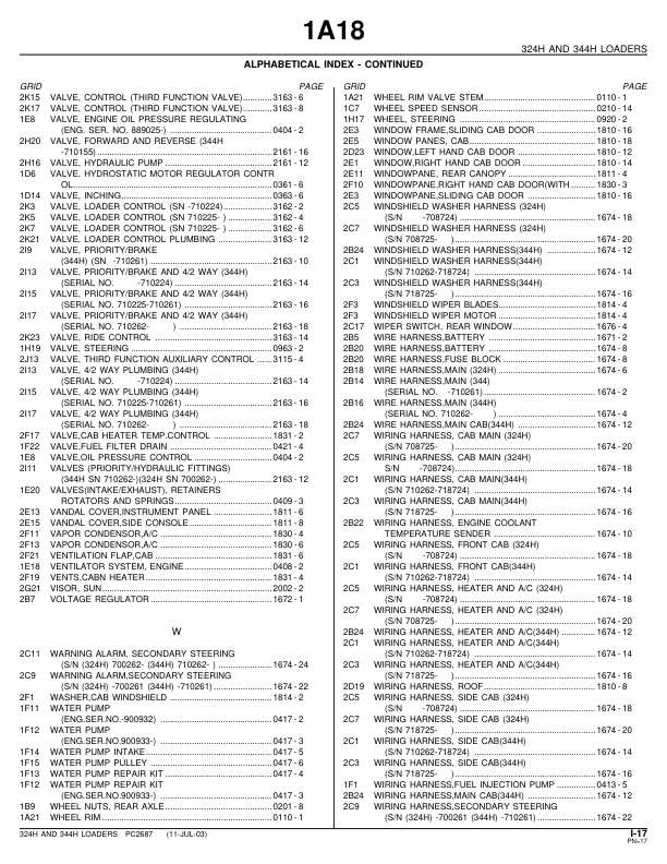 John Deere 324H 344H Wheel Loader Parts Catalog PC2687 - Image 10